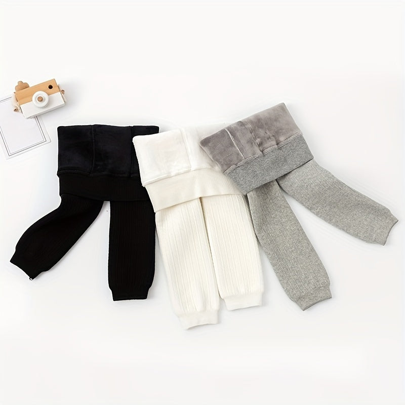 Girls Kids Thickened Warm Socks, Causal Plain Color Leggings Outfits, Children's Trendy Pantyhose Tights For Winter