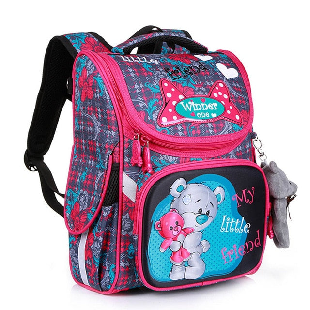 New Fashion Cartoon School Bags Backpack for Girls Boys Bear Cat Design
