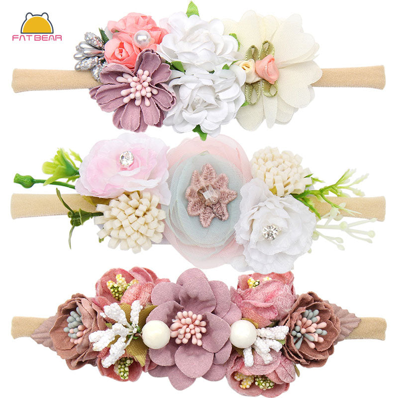 Handmade  Newborn Peral  Baby Headbands Flower