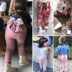 Fashion Toddler Baby Girls Bowknot Bottoms  Long Pants Leggings