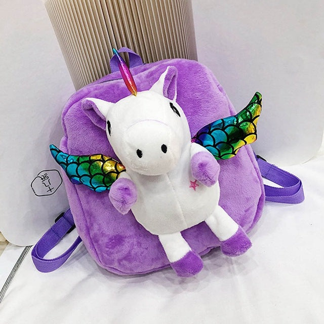 Unicorns Cartoon School Book Bag Backpacks Cute Fashion 3D Fur Backpacks For Girls Travel Backpack Children Schoolbag Kids Gift