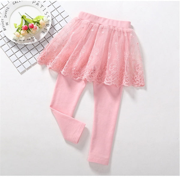 Cotton Baby Girls Leggings Lace Princess Skirt-pants