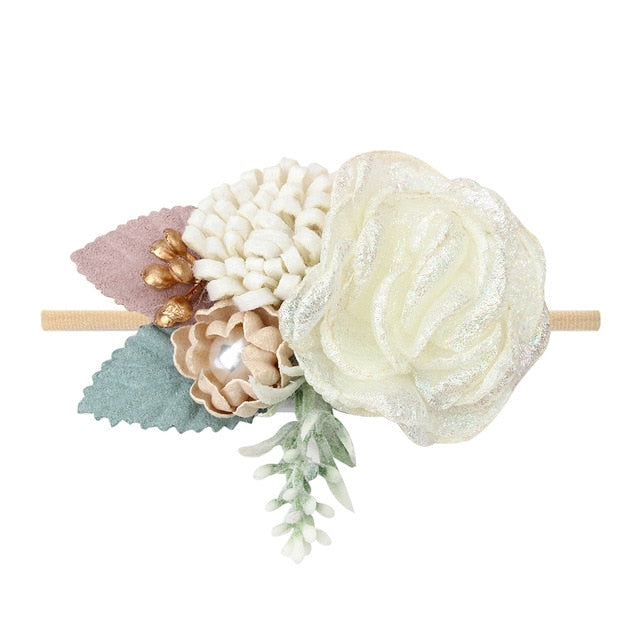 Handmade  Newborn Peral  Baby Headbands Flower