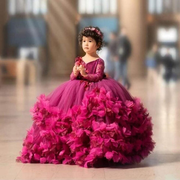 Lace Handmade Baby Girls Pageant Birthday Party Ball Gown Dress
