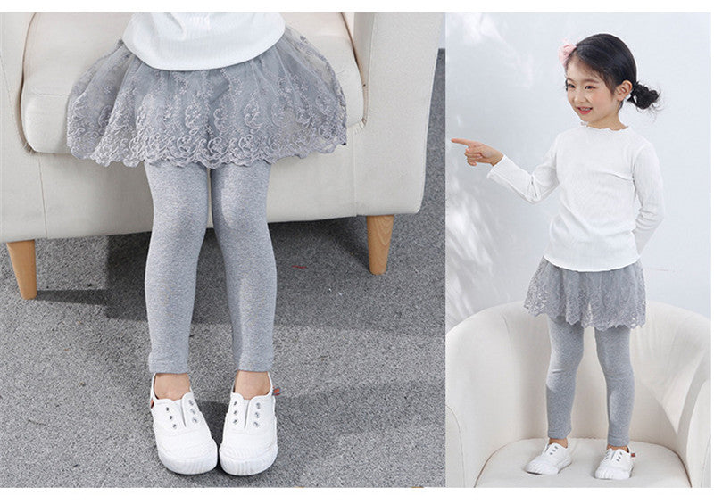 Cotton Baby Girls Leggings Lace Princess Skirt-pants