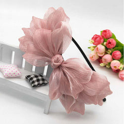 1pc Ribbon Hoop Black Pink Girls Flower Lace Bow Headband