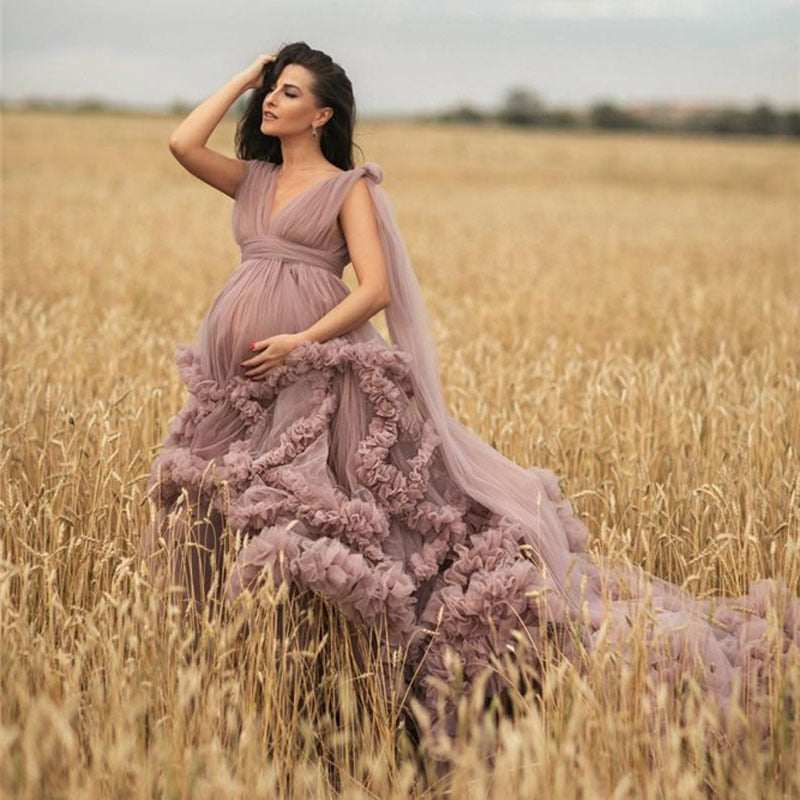 Dusty Pink Maternity Dress Robes for Photo Shoot