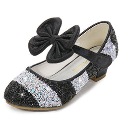 Girls Leather High Heel Princess Crystal Shoes