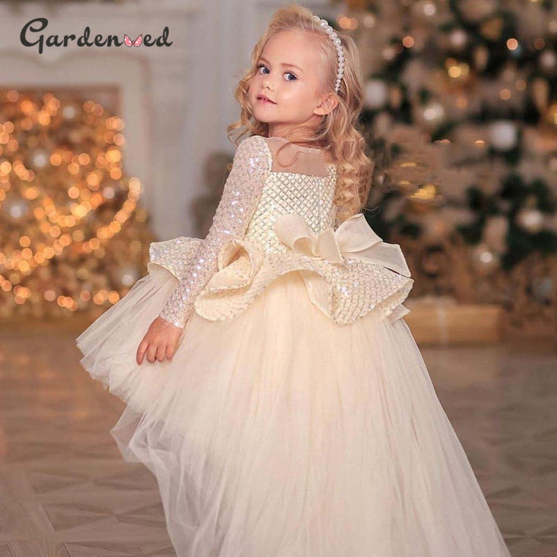 Handmade Girls Tutu Dress  Puffy Sequin Mesh Ball Gown for Birthday Party Princess Dress