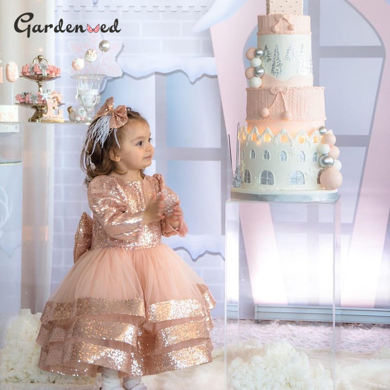 Layers Glitter Girl Princess Dress Kids Birthday Dress