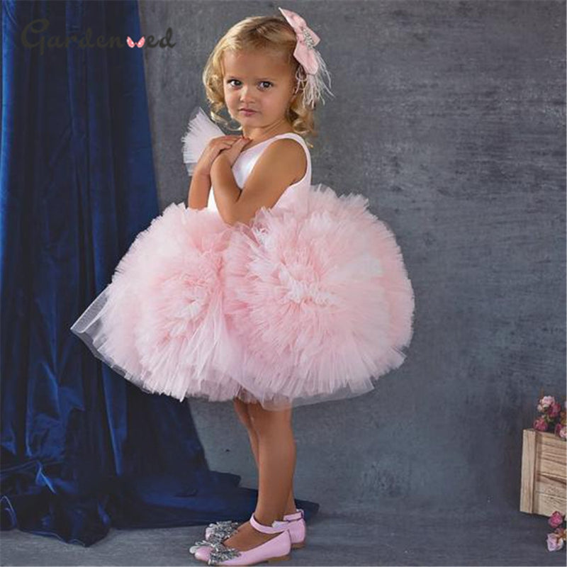 Glitter Layers Princess Girls Dresses Birthdy Party Communion Dresses Cute  Gown