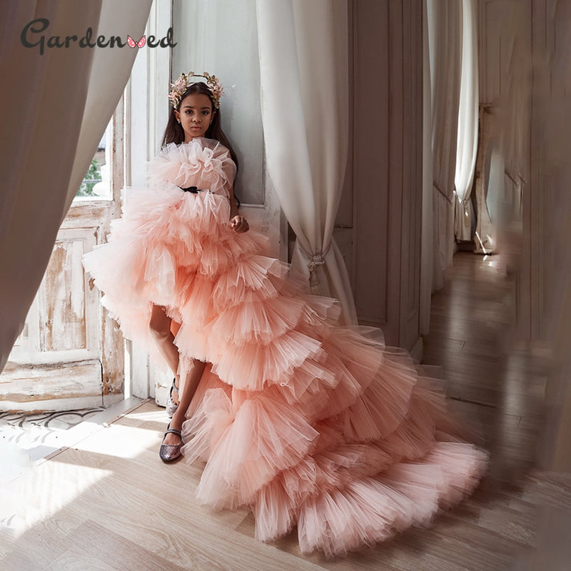 Elegant 3D Flowers Lace Prom Dresses High Low Formal Dresses ARD2302 –  SheerGirl
