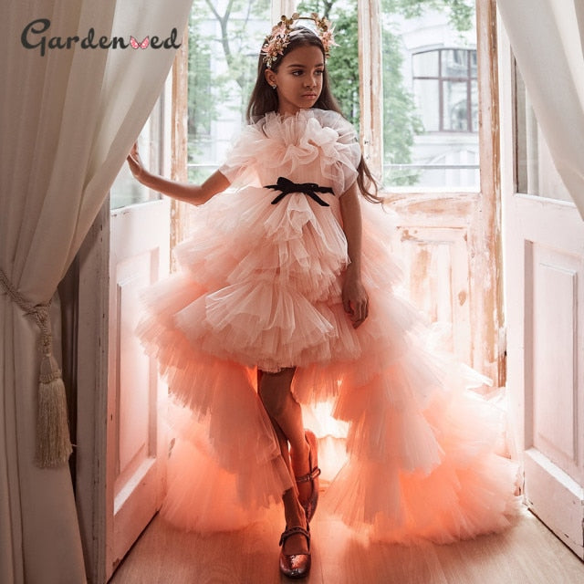 Lovely Ball Gown Flower Girl Dress  High-Low Tulle Kid Birthday Princess Dresses