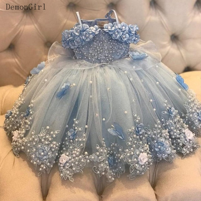 Light Sky Blue Baby Girl Dresses For Birthday Party