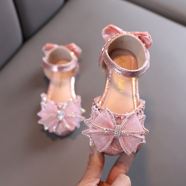 Kids Sandals Rhinestone Bow Girls Princess Shoes Fashion