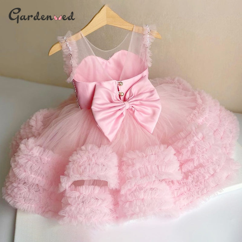 Birthday Dress for Baby Girl, Flower Girl Dress, Bright Pink Tulle Dress,  First Birthday Dress, Short Puffy Tutu Baby Dress, Toddler Dress - Etsy  Hong Kong