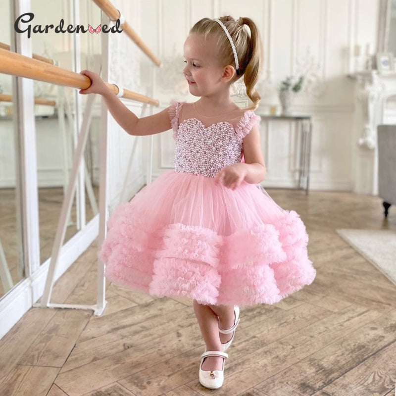 Kids Pink Grand Ruffle Birthday Gown BG087 – Prince N Princess