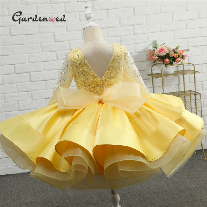 Toddler Girls Yellow Tulle Dress - Hannahrosevintageboutique.com