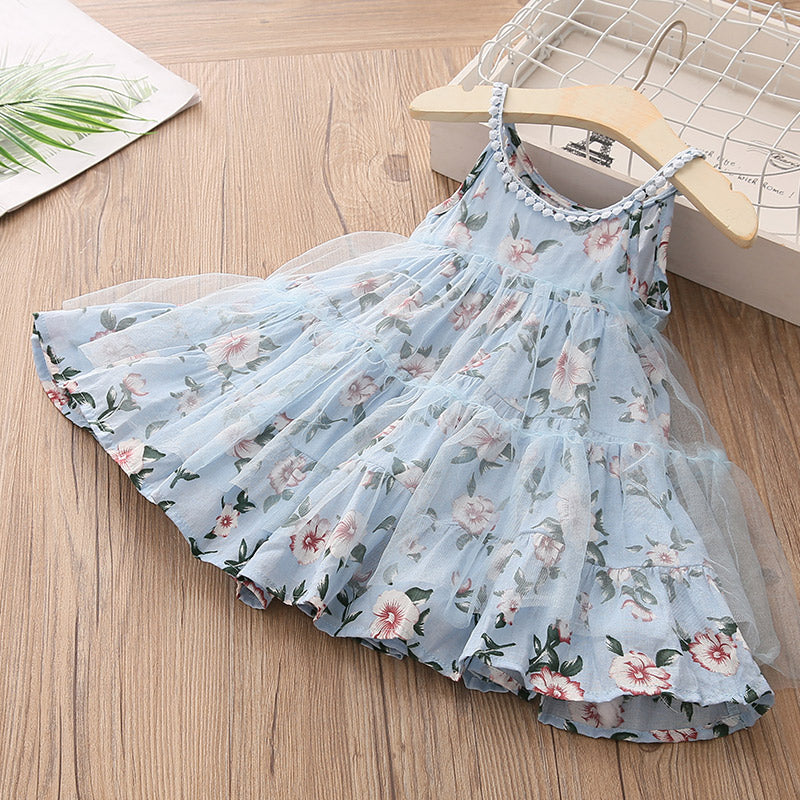 Backless Pearl Mesh Ball Gown Dress For Kids Baby Girls dress