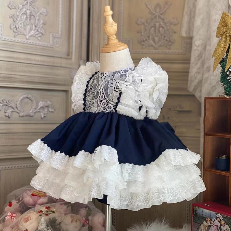 Cute  Vintage Lolita Ball Gown Lace Sleeveless kids Birthday Party  Princess Dress