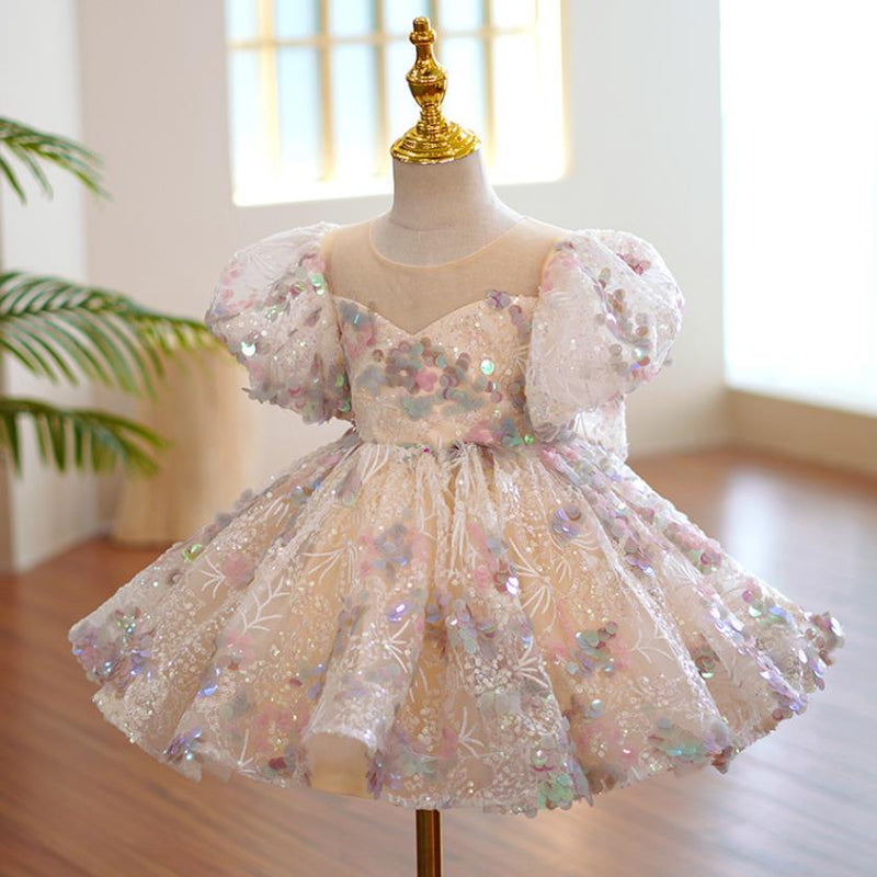 Baby Baptism Clothing Sequined Design Birthday Party Ball Gown
