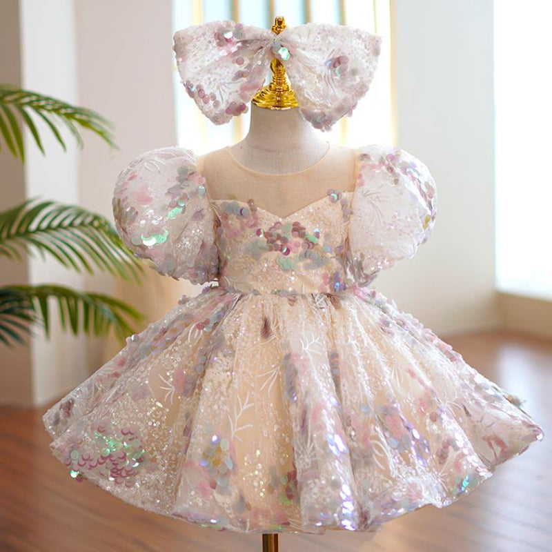 Baby Baptism Clothing Sequined Design Birthday Party Ball Gown