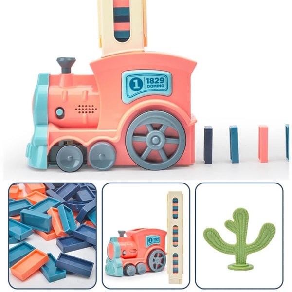 New Kids Electric Domino Train Car Set Sound &amp; Light Automatic Laying Dominoes Brick Blocks Game Educational DIY Toy Gift