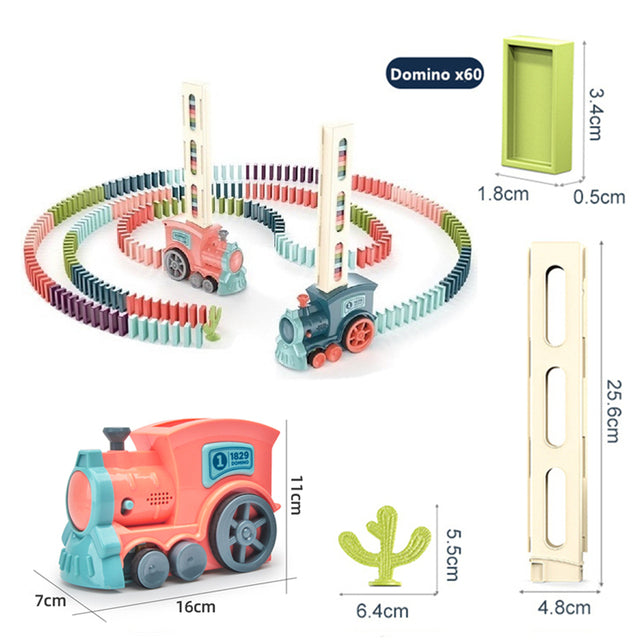New Kids Electric Domino Train Car Set Sound &amp; Light Automatic Laying Dominoes Brick Blocks Game Educational DIY Toy Gift