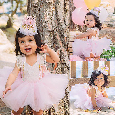 Baby First Birthday Tutu Mesh Princess  Romper Dress